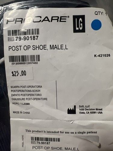 NEW ProCare Post-Op Shoe Male L Large 79-90187 3