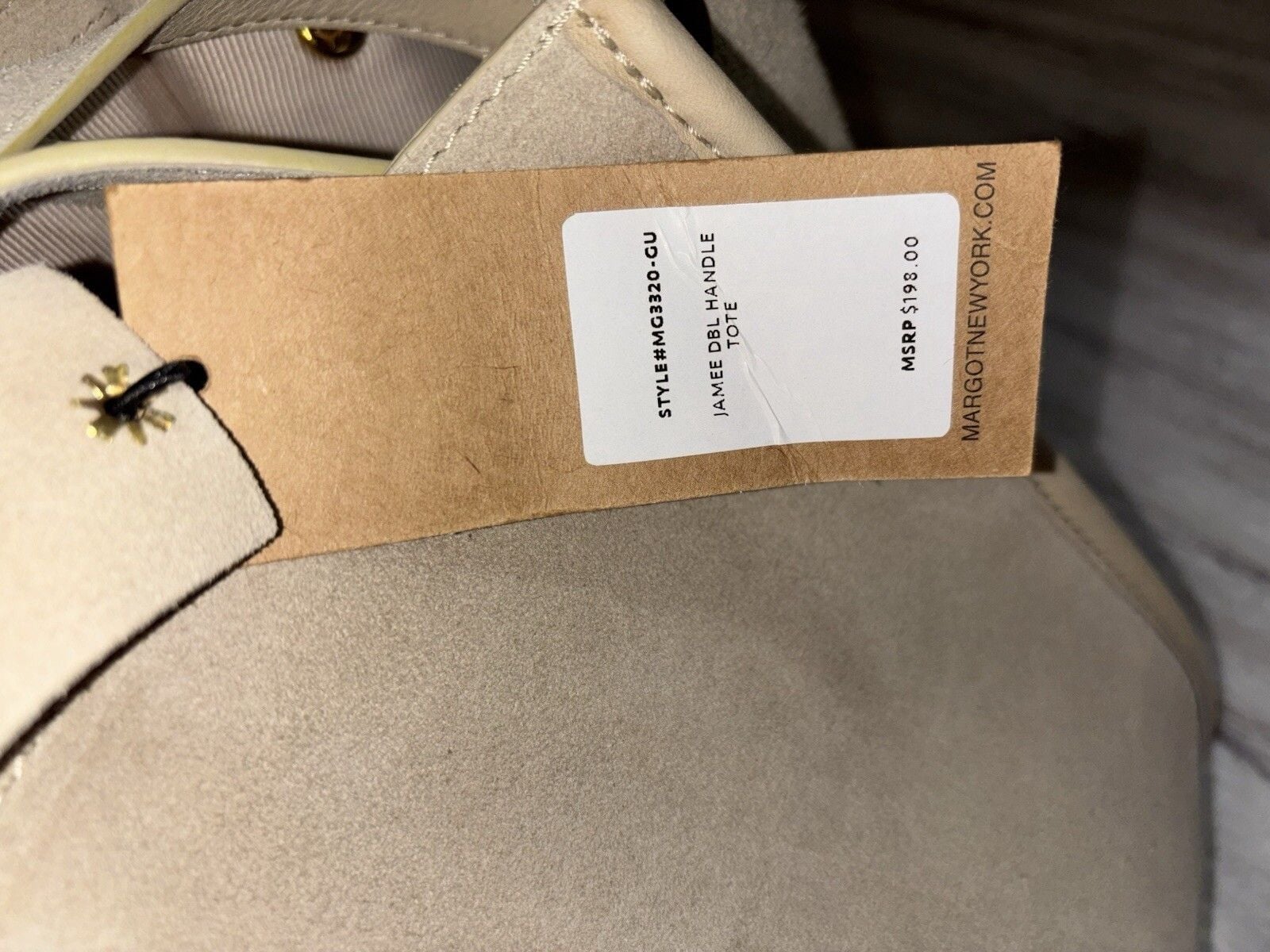 Margot Double Handle Tote Jamee Genuine Leather Suede NWT Beige 7