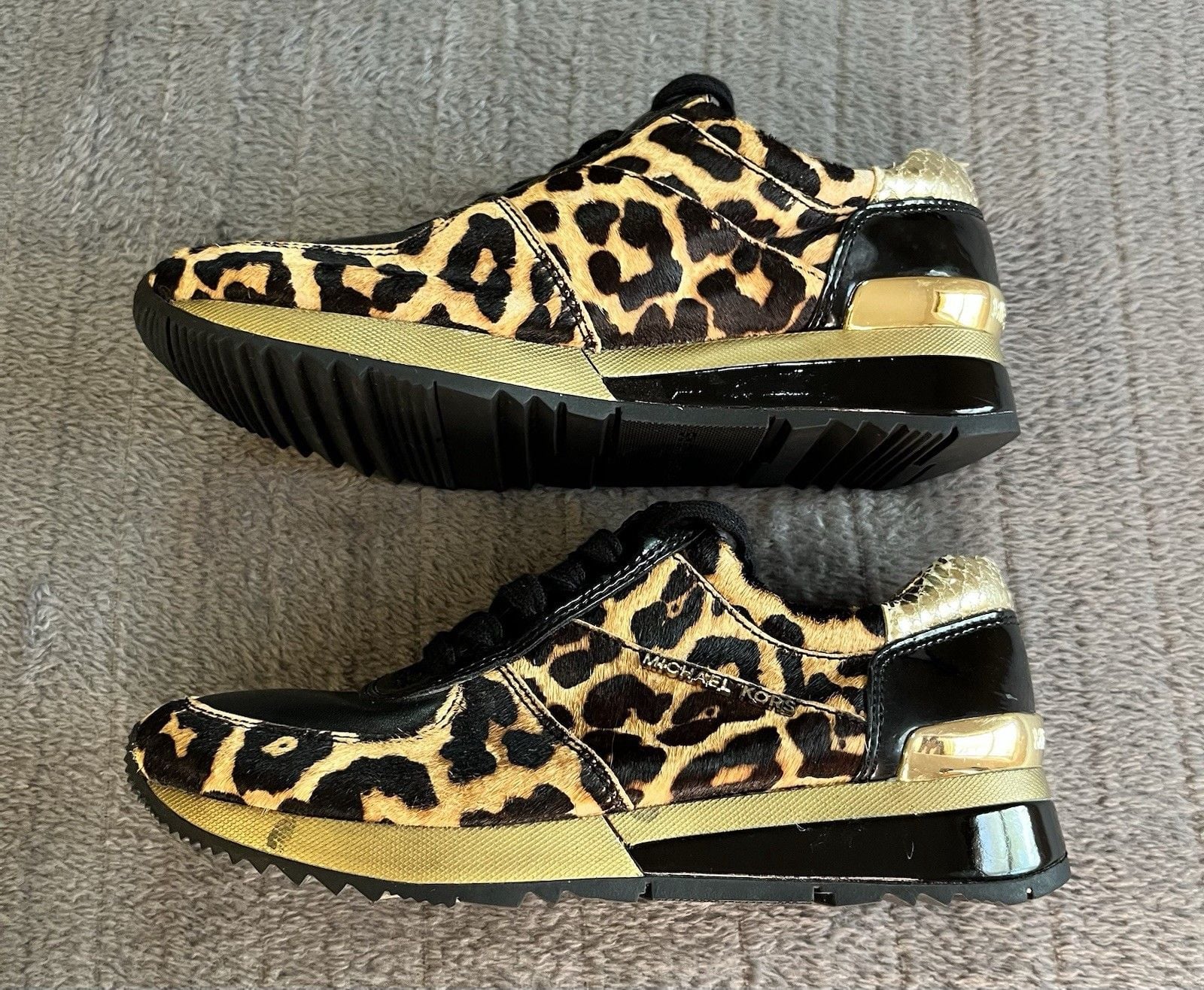 Women’s Michael Kors Trainer Sneakers Leopard Print Calf Hair Size 5.5 9