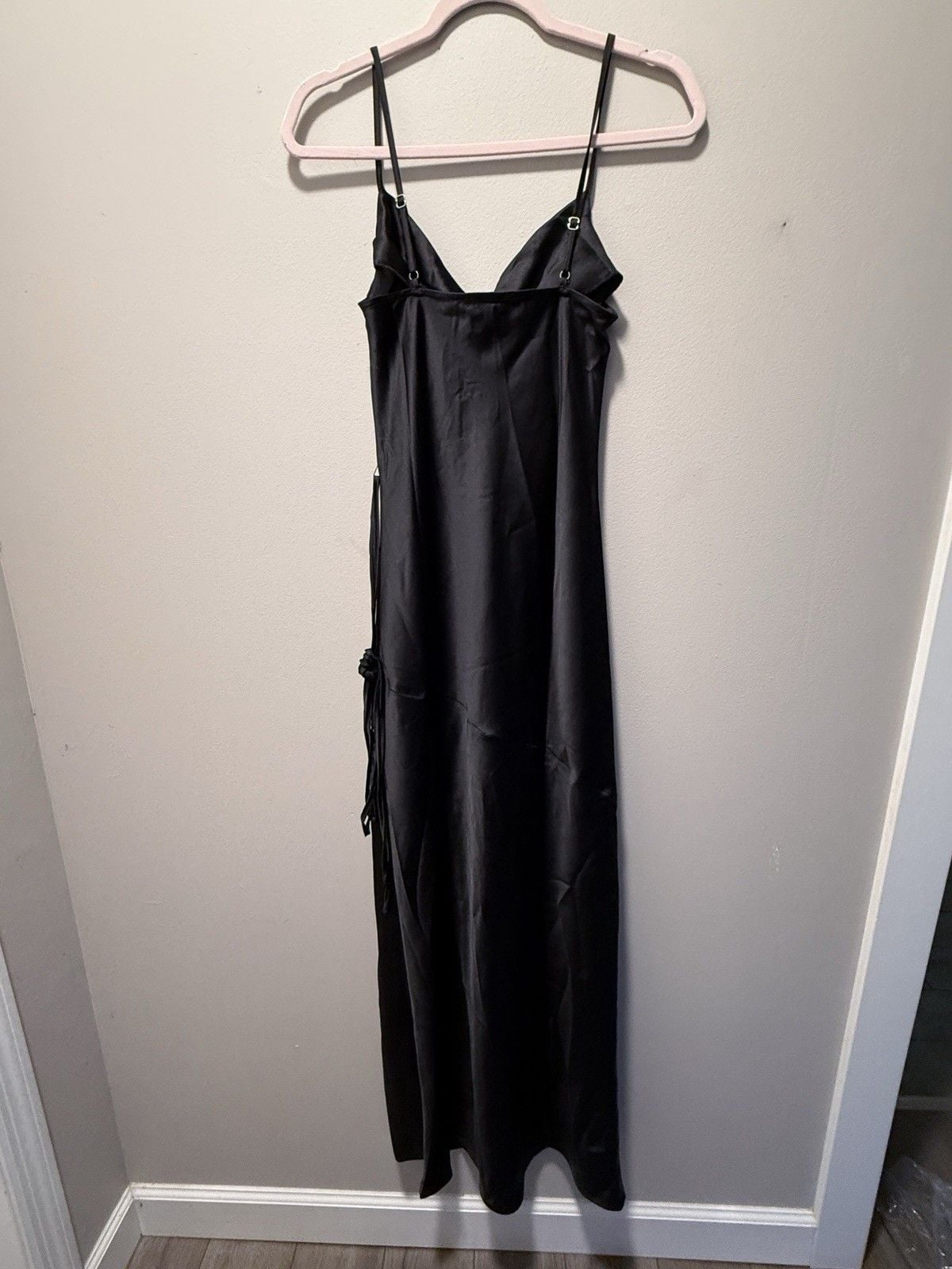 Forever 21 Satin Slip Dress Cowl Neck Side Slit Strappy Sleeveless Size S 5
