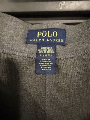 Polo Ralph Lauren Men's Gray Waffle Knit Drawstring Logo Pajama Pants XL 9