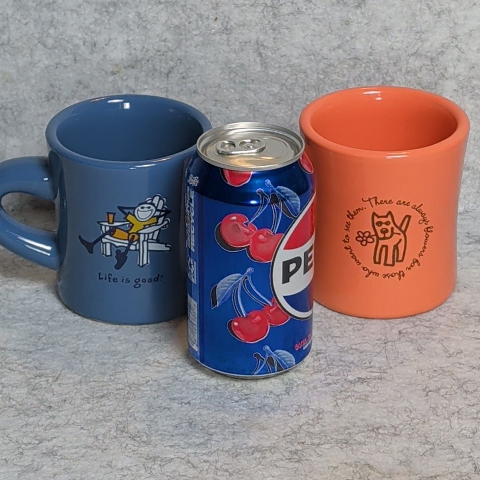 Life is Good Ceramic Coffee Mug Set 12 fl oz 2-Piece Blue Orange Quotes 7