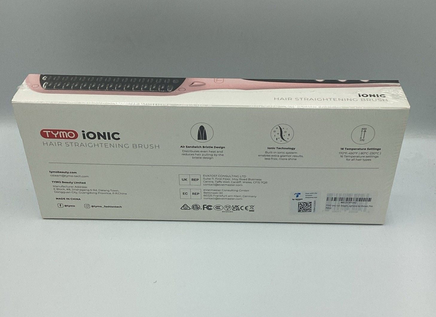 TYMO Ionic Hair Straightening Brush Pink BRAND NEW SEALED 2