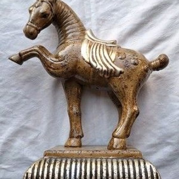 Rare Tang Dynasty War Horse Ceramic Sculpture