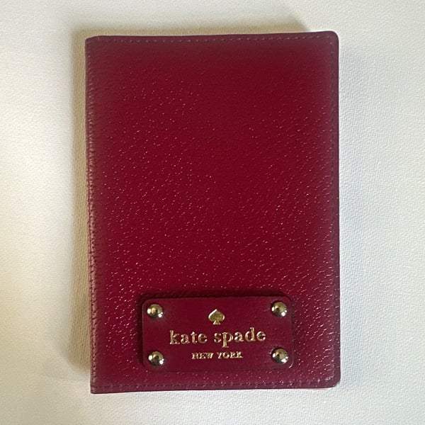 Kate Spade New York Burgundy Leather Passport Holder Type WLRU2615