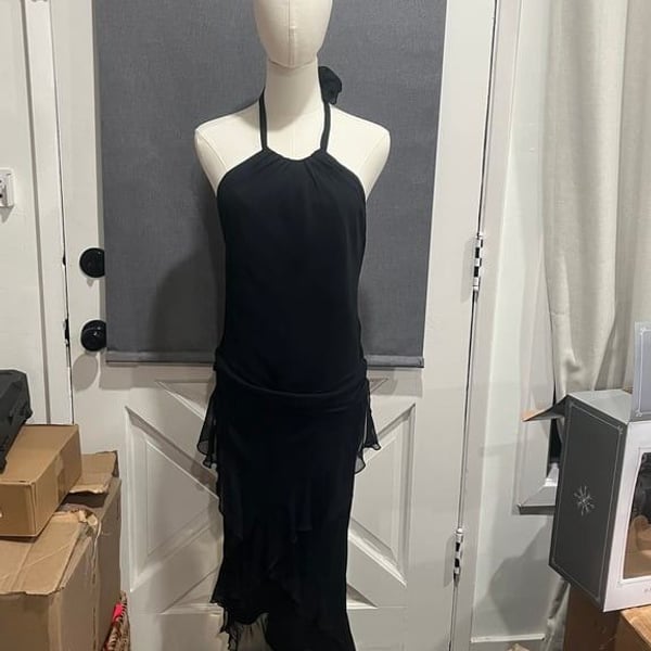 Black Halter Dress - Size Small