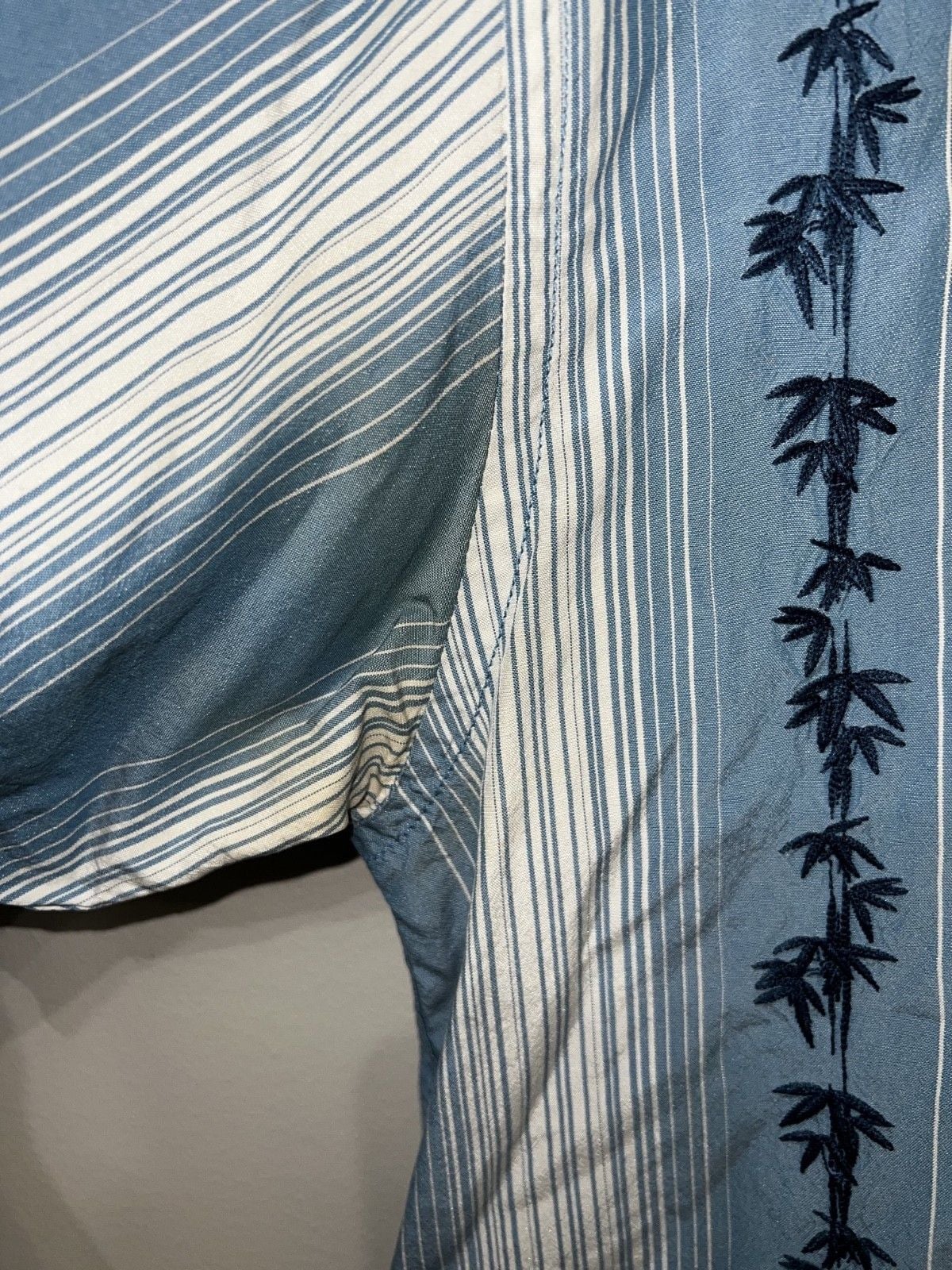 Tommy Bahama Palm Tree Hawaiian Blue Short Sleeve stripe Button Up Shirt Men's M 6