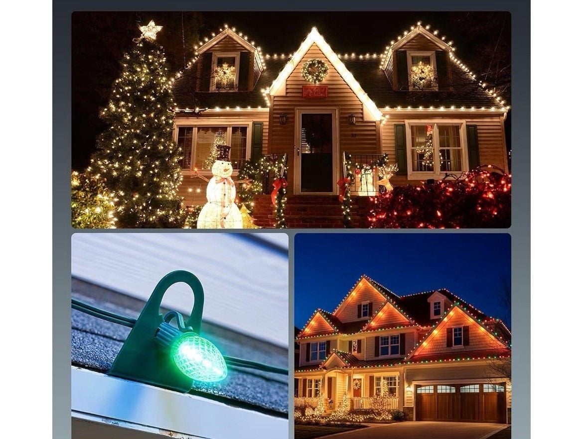 Pack of 100 Original Shingle Tab for C7/E12 C9/E17 Lights, Green, Christmas Ligh 7