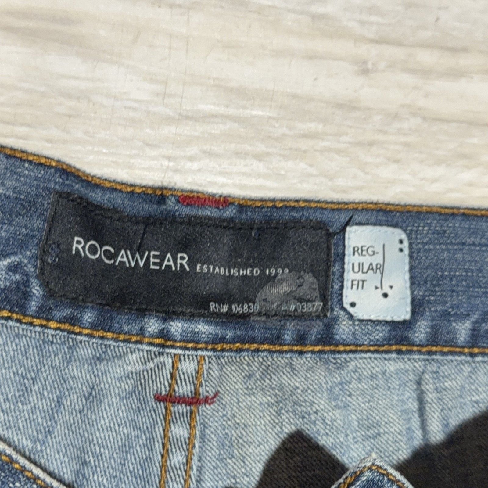 Rocawear Men's Regular Fit Jeans Blue Denim Hip Hop Cotton Pockets Size Regular 3
