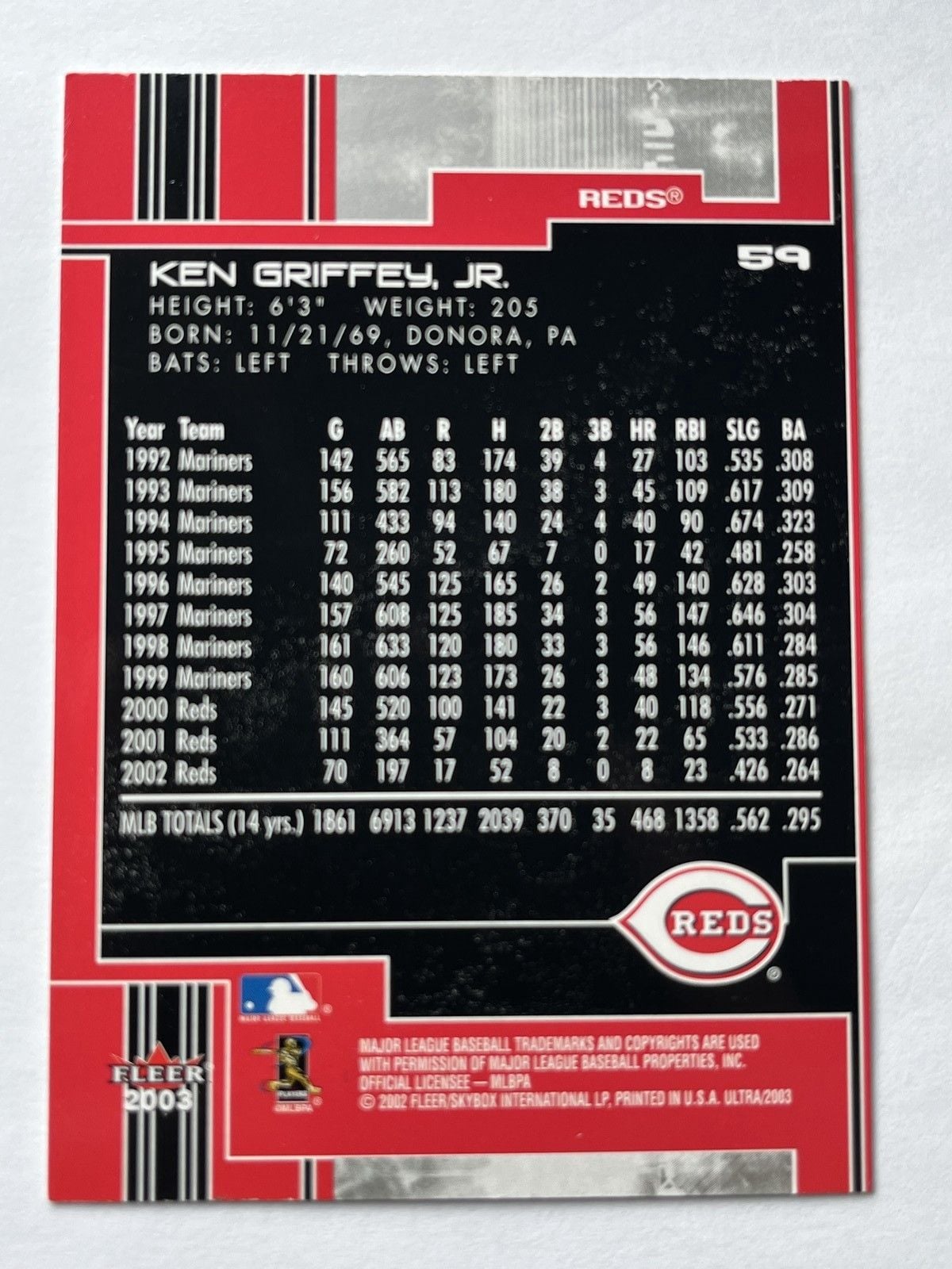 Ken Griffey Jr. 2003 Fleer Ultra #59 Cincinnati Reds 2