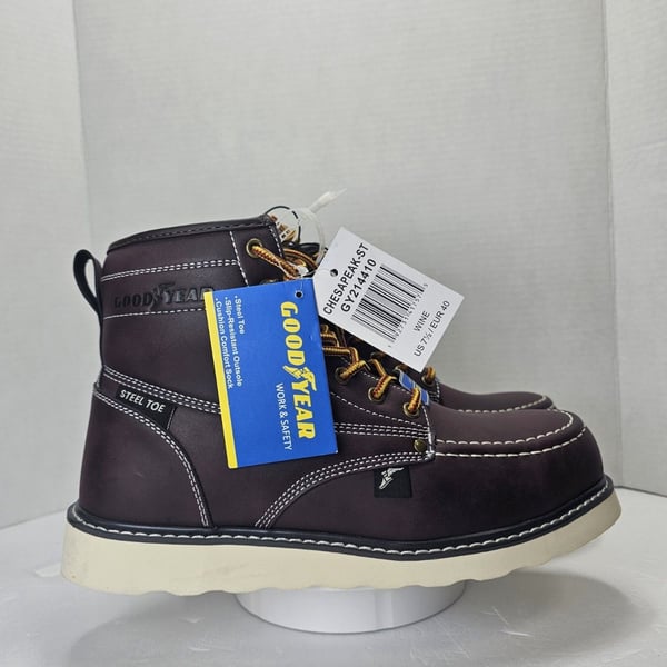 Goodyear Chesapeake-ST Steel Toe Work Boots Wine Men's 7.5M GY214410 New
