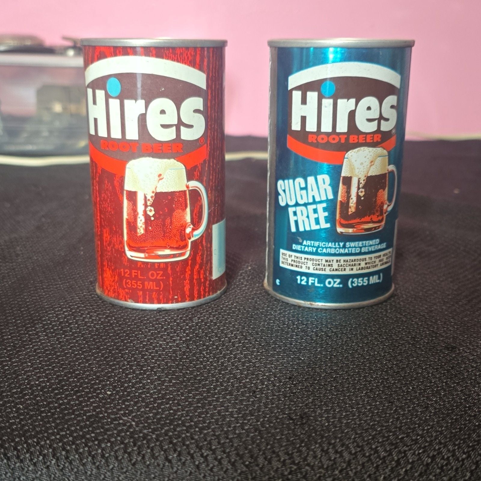Hires Root Beer Advertising Can Lot of 2 12 fl oz Regular & Sugar Free 2