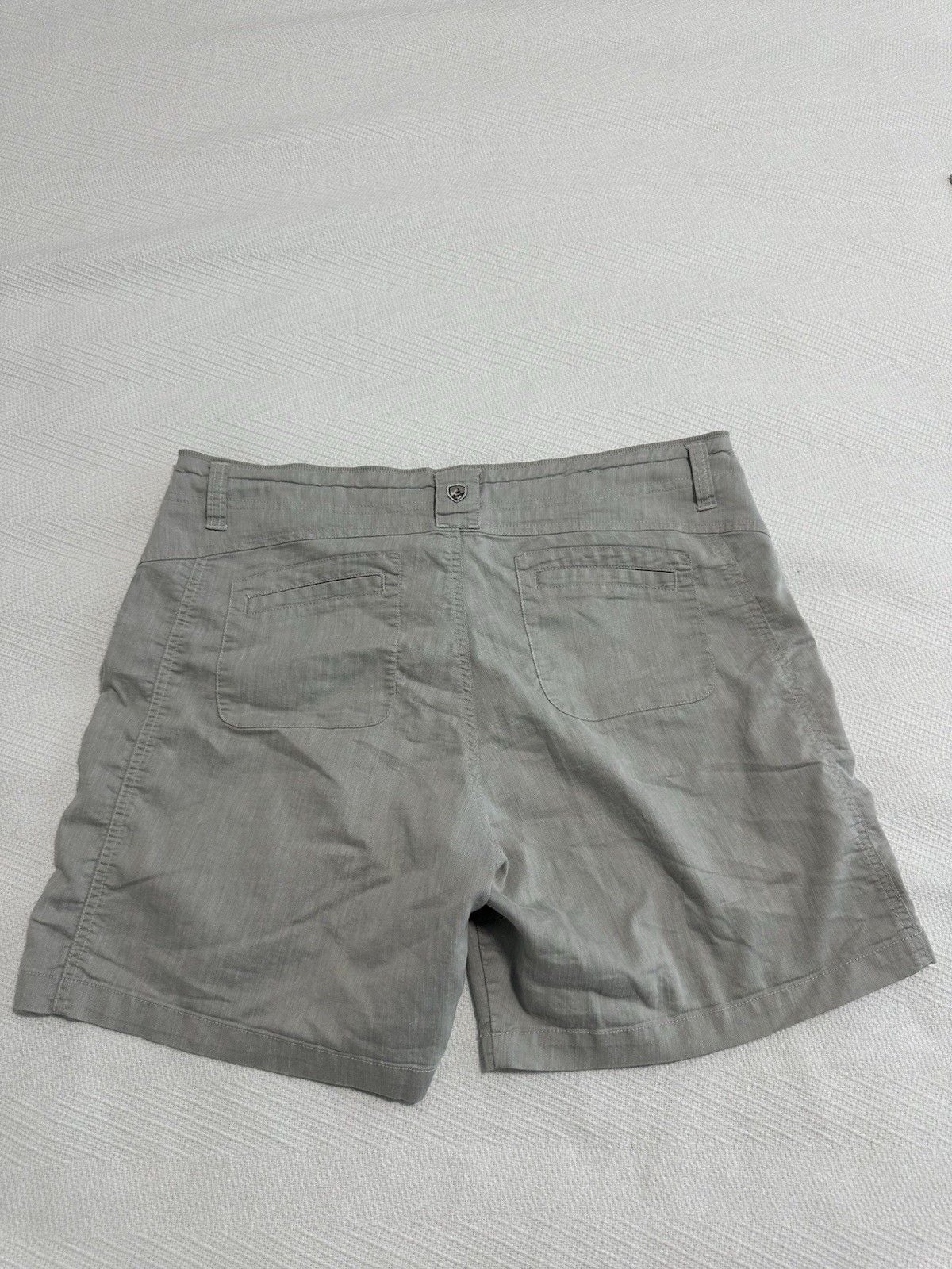Kuhl Cabo Shorts Gray Cotton Linen Blend Hiking Hidden Drawsting Waist Size 12 10