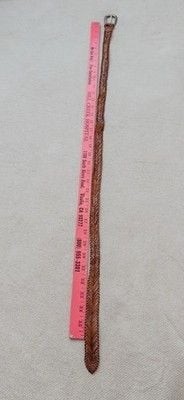 Talbots Vintage Brown Braided Woven Leather Belt Silver Western Buckle Boho LRG 6