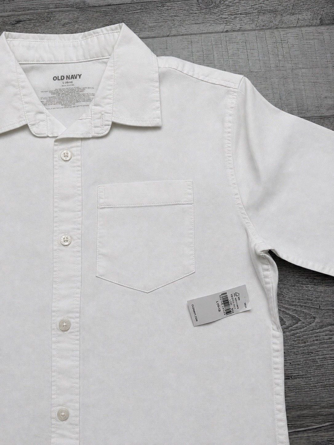 NWT Old Navy Boys L 10-12 White Oxford School Uniform Button Down Shirt 4