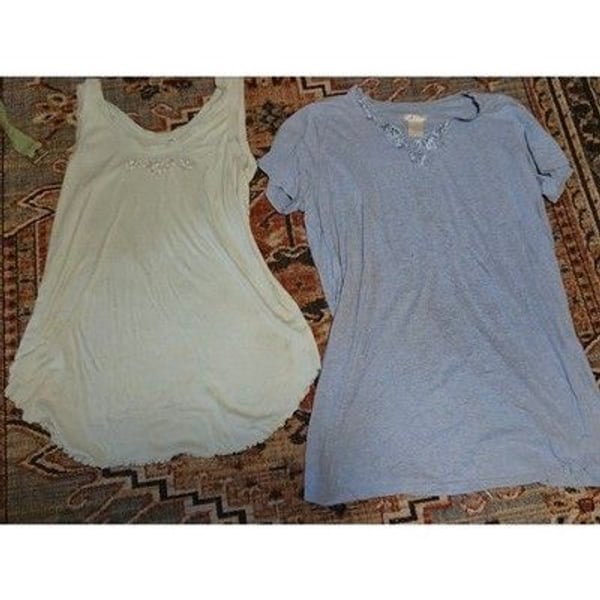 Secret Treasures Nightgown Set Blue Lace V-Neck & Mint Floral Embroidered L/XL