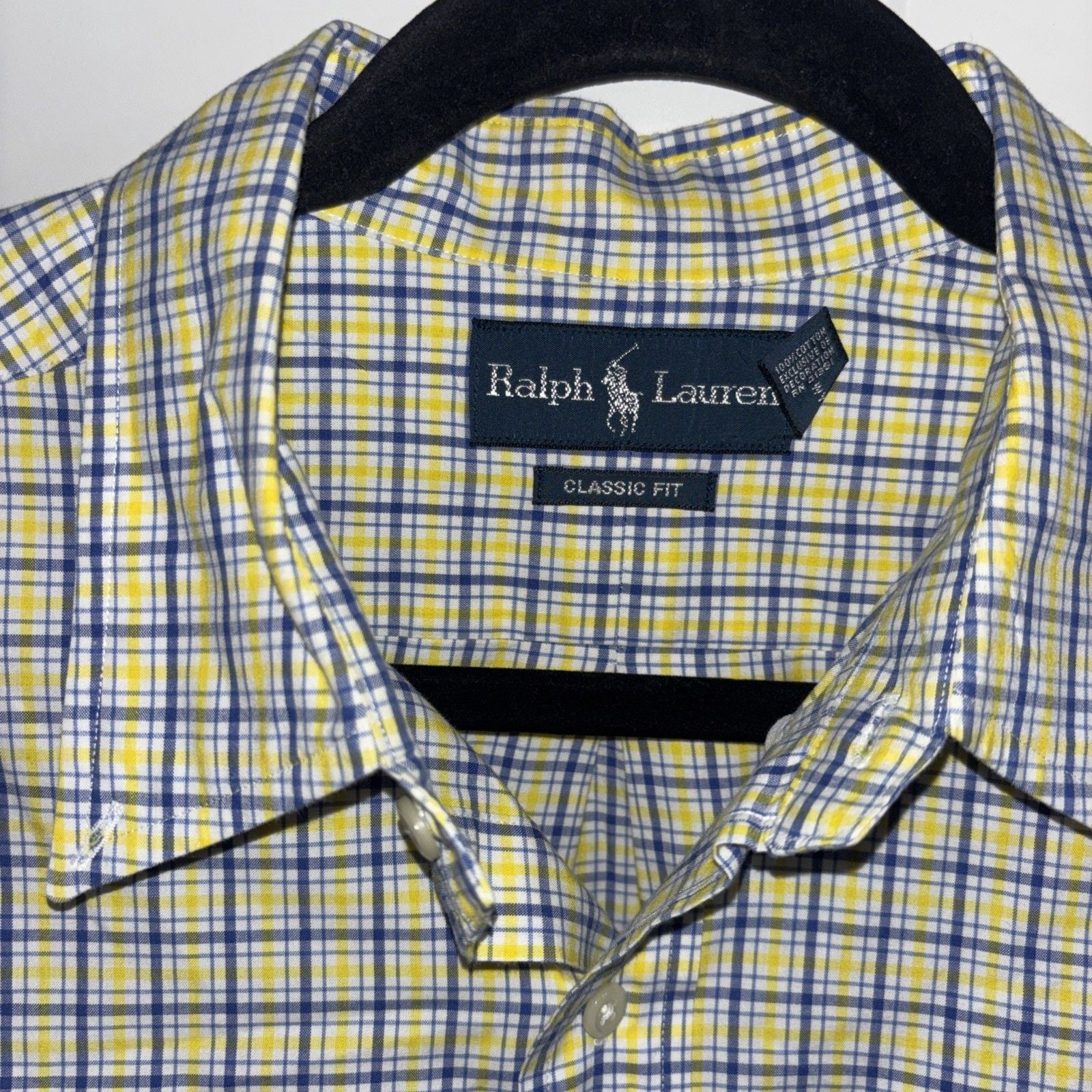 Ralph Lauren Shirt Men's Large Tall Blue Yellow Check Long Sleeve 3