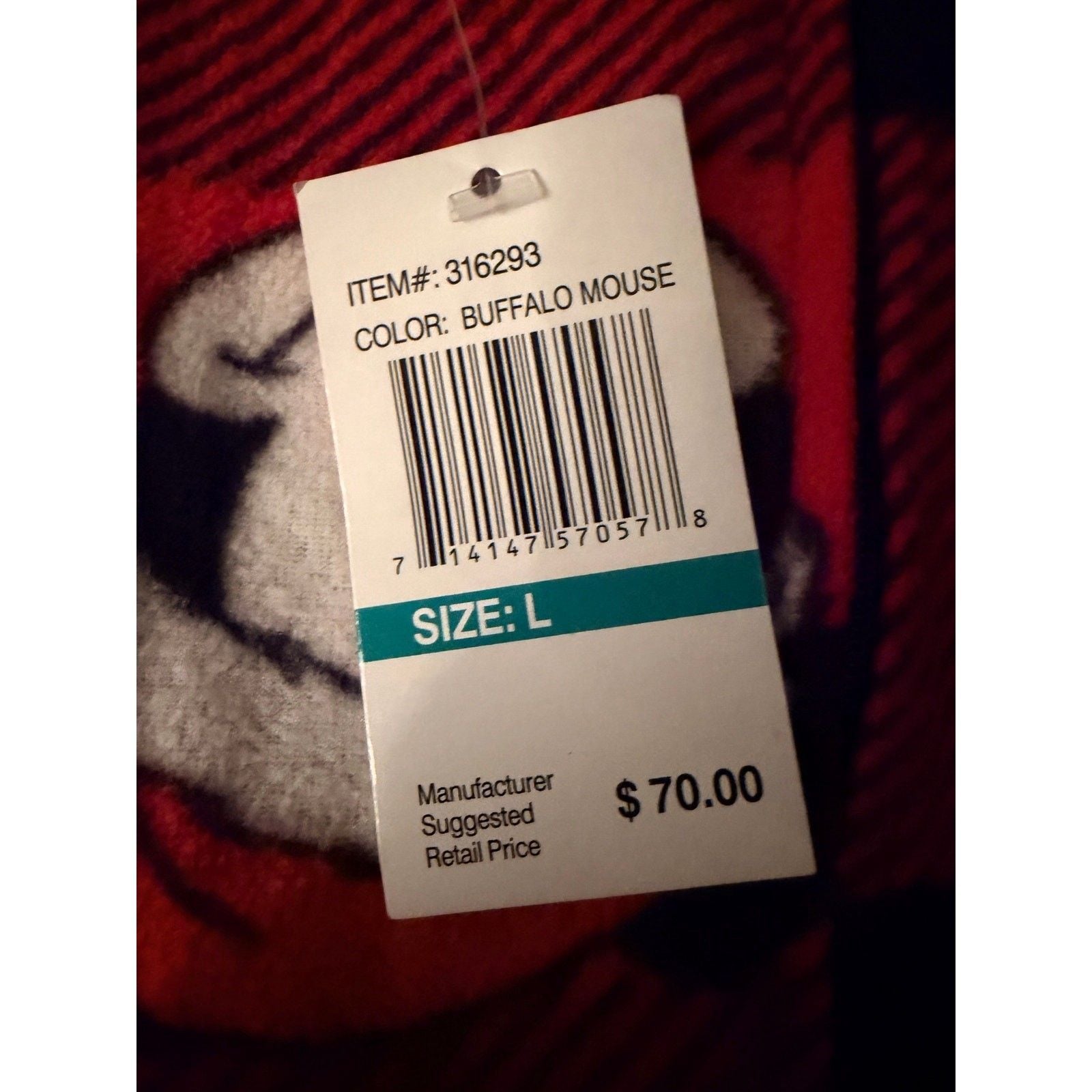 Disney Mickey Mouse Buffalo Plaid One Piece Pajamas L NWT 9