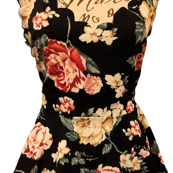 Chikora Plus Floral Print Scallop Trim Peplum Cami Top from Shein Size 0XL
