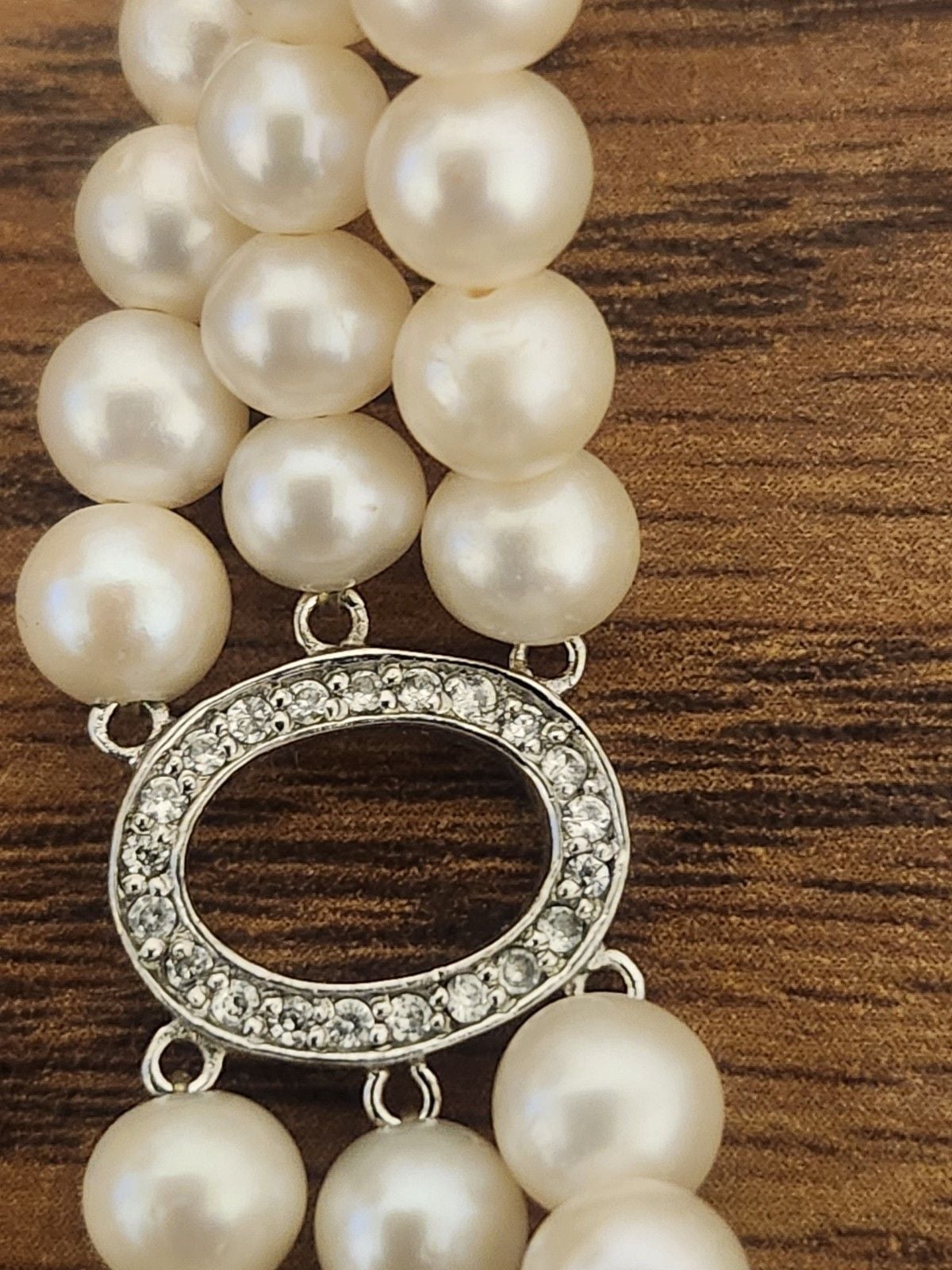 Diamond And 3 Strand Fresh Water Bracelet 2