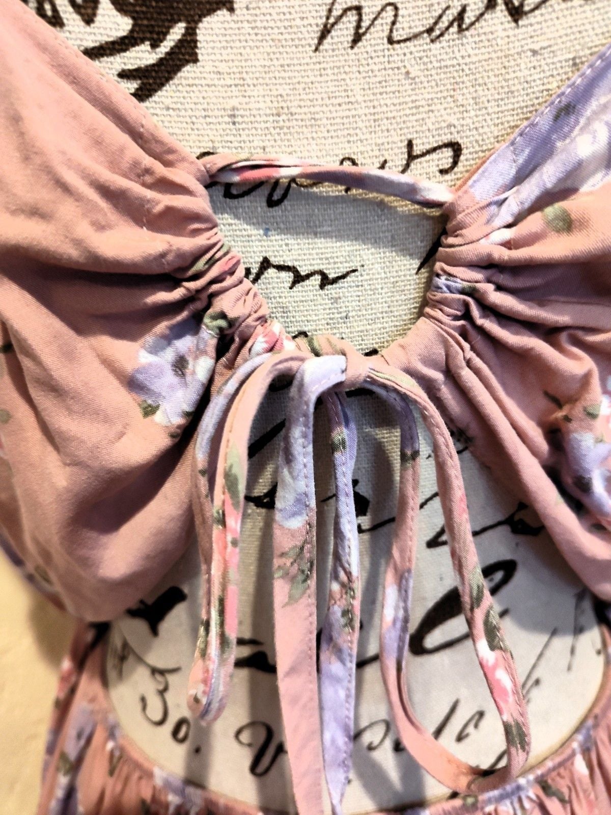 Streatwear Society Pink Flower Babydoll Tie back Sundress w Adjustable Straps XL 5