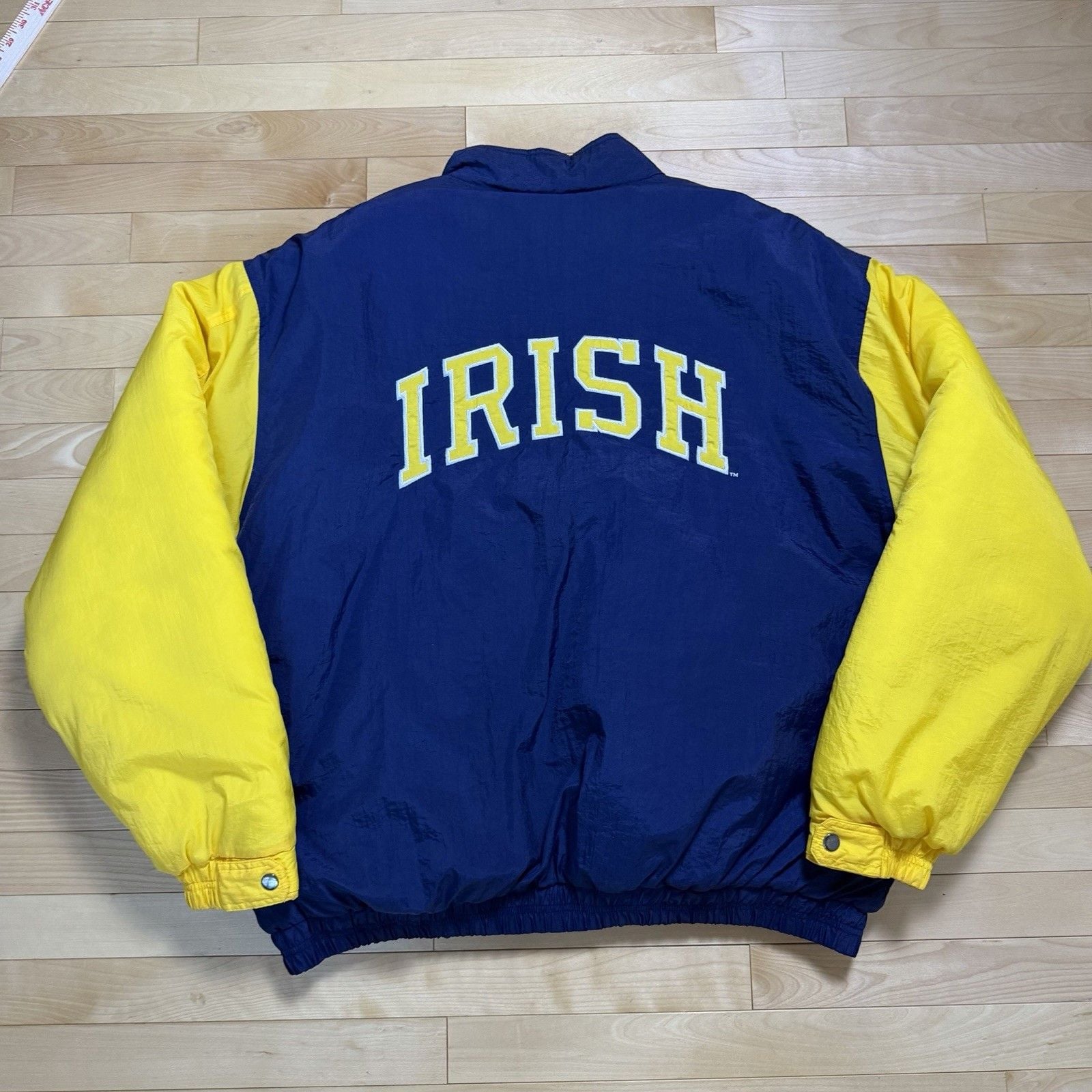 Vintage Competitor Notre Dame Fighting Irish Puffer Jacket Blue/Yellow Size XL 12