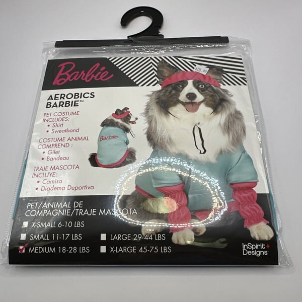 New Aerobics Barbie Pet Dog Halloween Costume Size Medium 18-20lbs