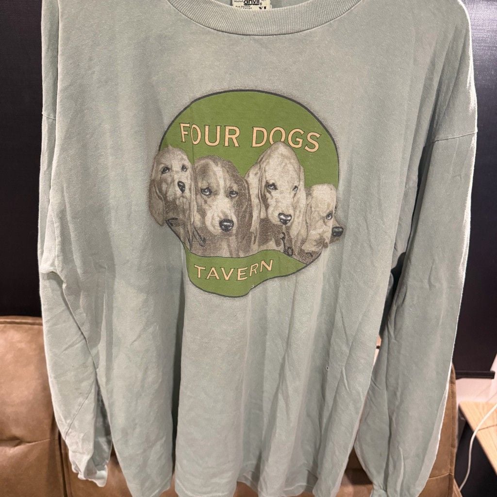 Vintage 90s Four Dogs Tavern Pigment Dyed Long Sleeve T-Shirt XL 2