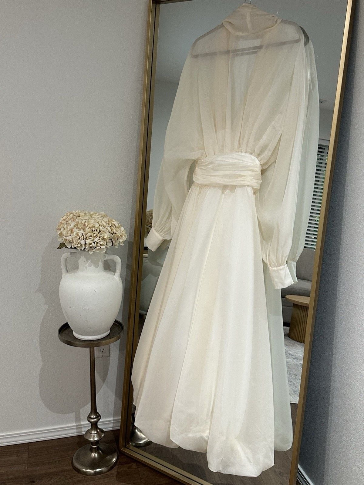 Riley Cream White Draped Tulle Maxi Dress Women's Size Small New with Tags 10