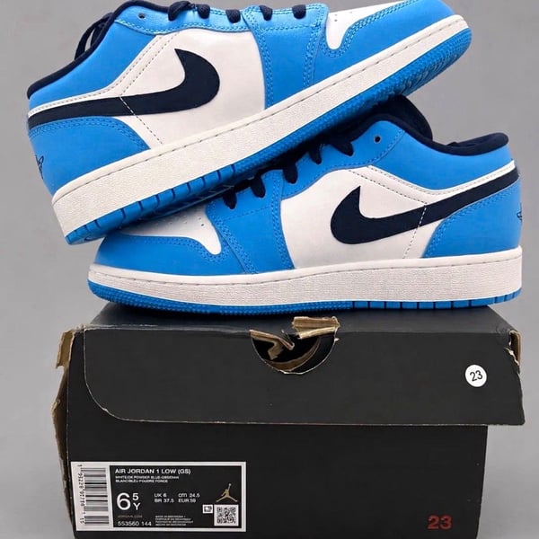 Jordan Air Jordan 1 Low (GS) Blue/White/Black Low Top Leather US 6.5 553560-144