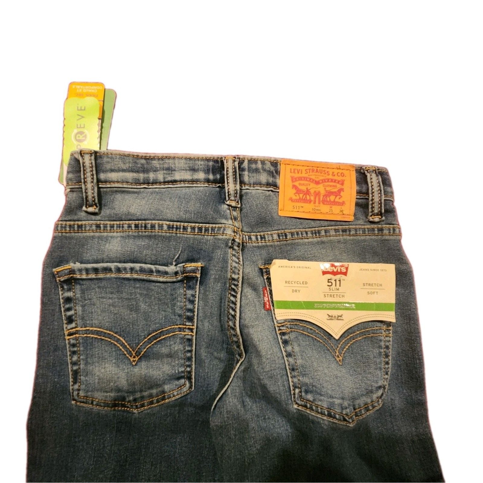 Levi's 511 Boys Slim Stretch Blue Denim Jeans 10 Waist 25 Medium Wash 5