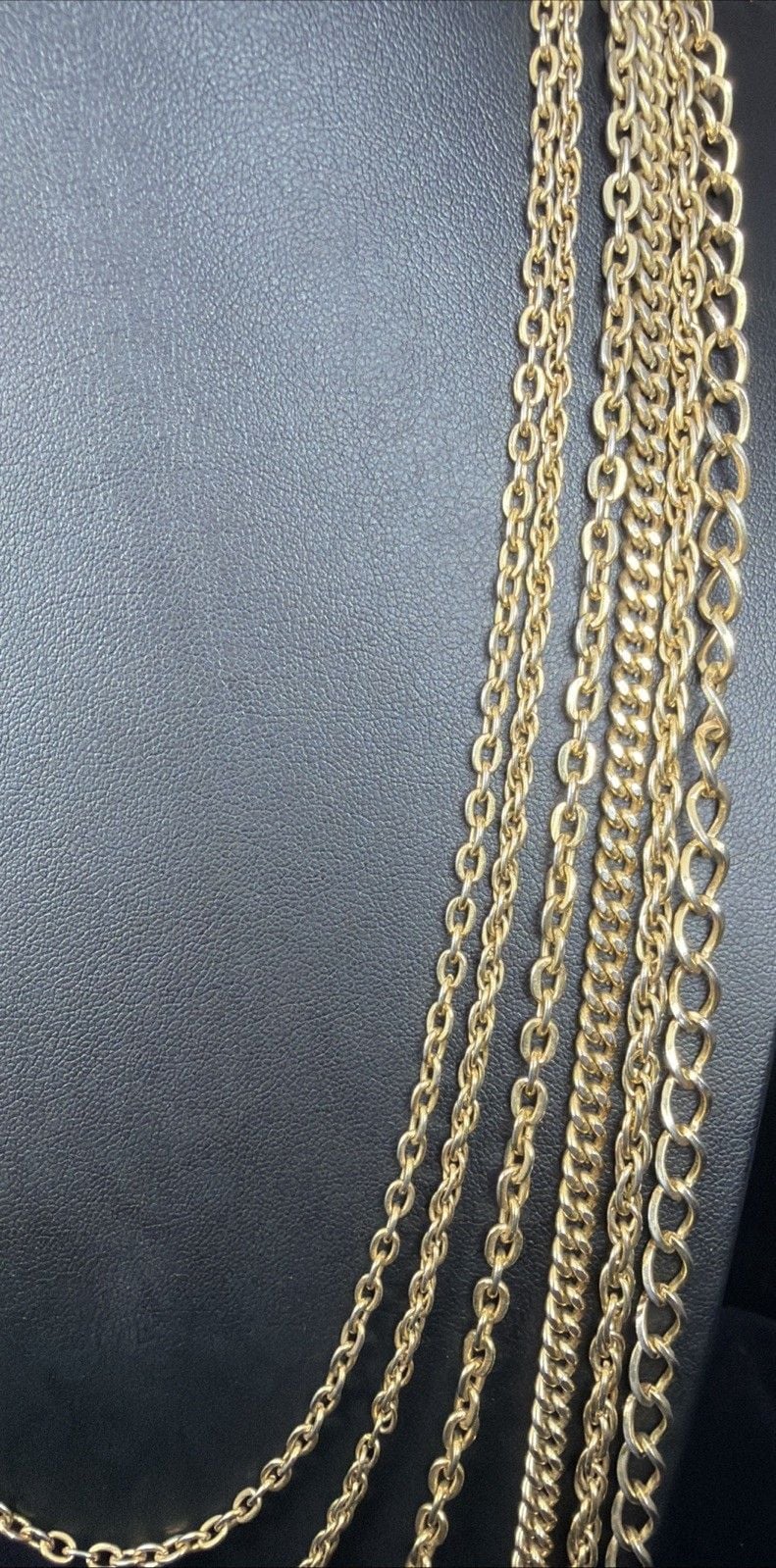 Vintage Multi Strand Gold Tone Layered 6-Chain Necklace Ornate Clasp Set 6