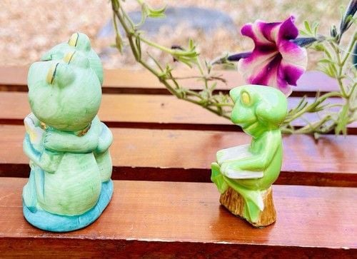 VTG MCM Lot Of 2 JSNY Frogs Singing Frog Couple & Lonely Frog Made In Taiwan MCM 6