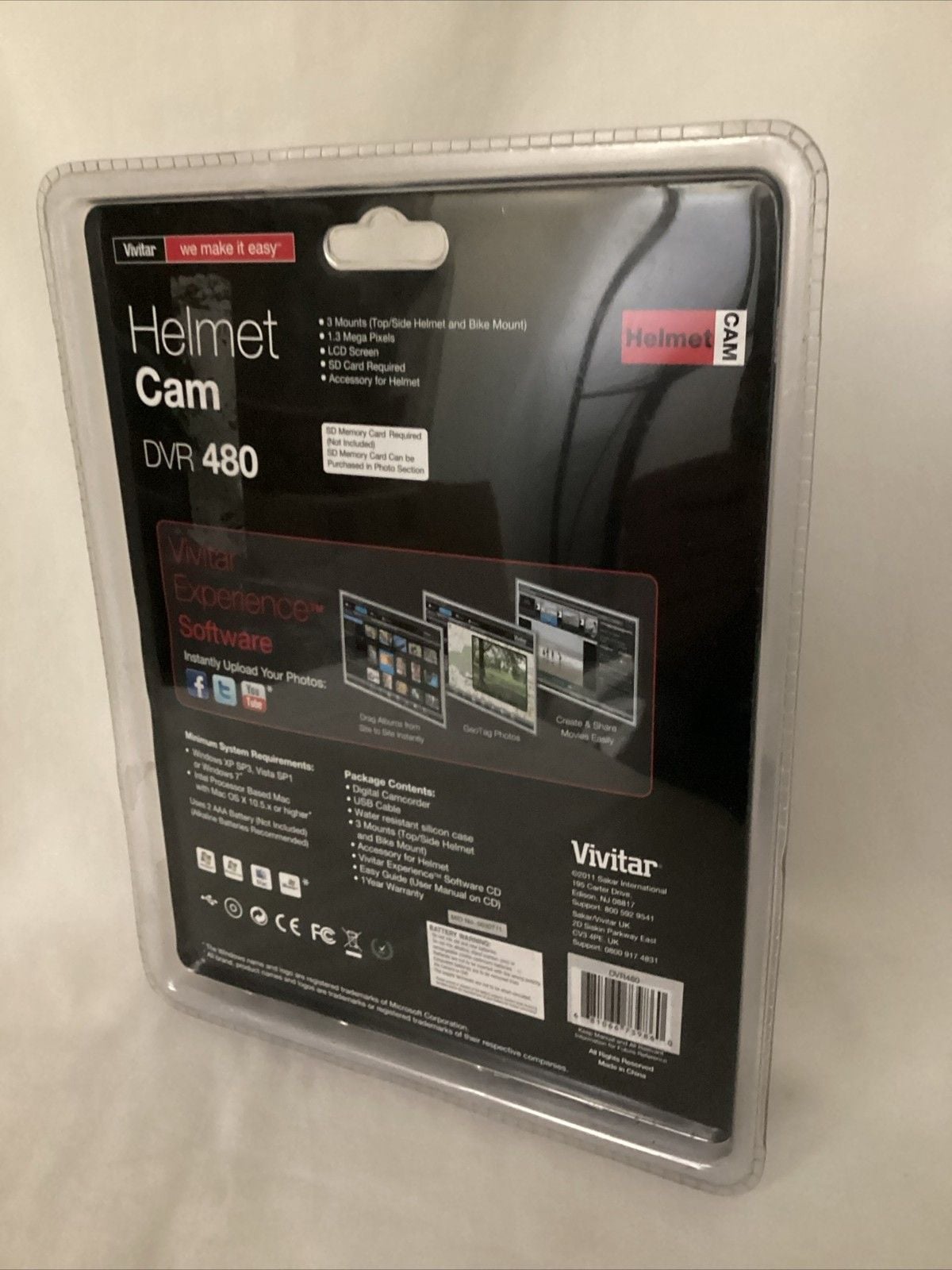 Vivitar DVR 480 Helmet Camcorder - Red - NEW/SEALED 2