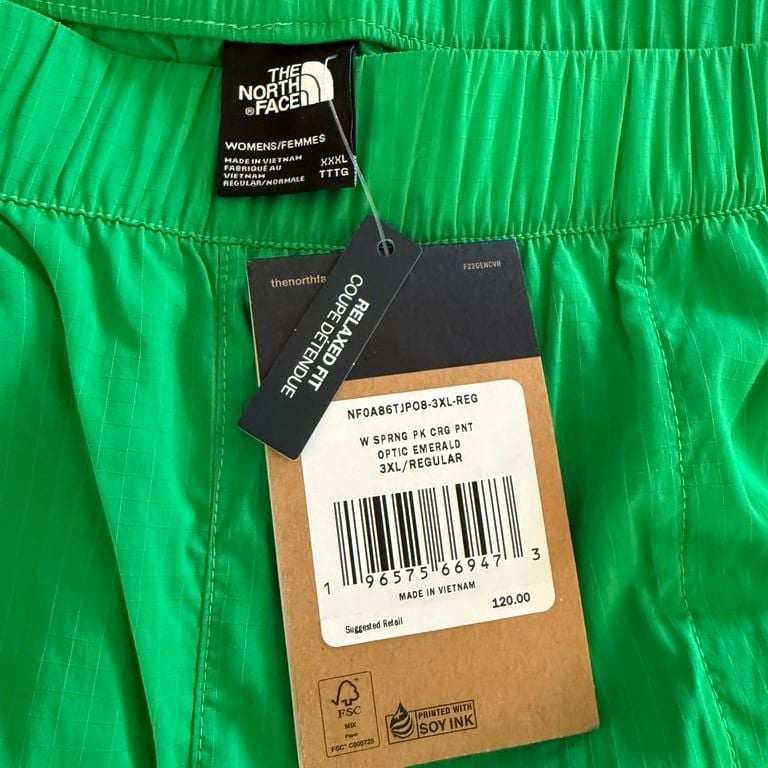 NWT The North Face Women's FlashDry Utility Cargo Pants Optic Emerald Size 3XL Relax 5