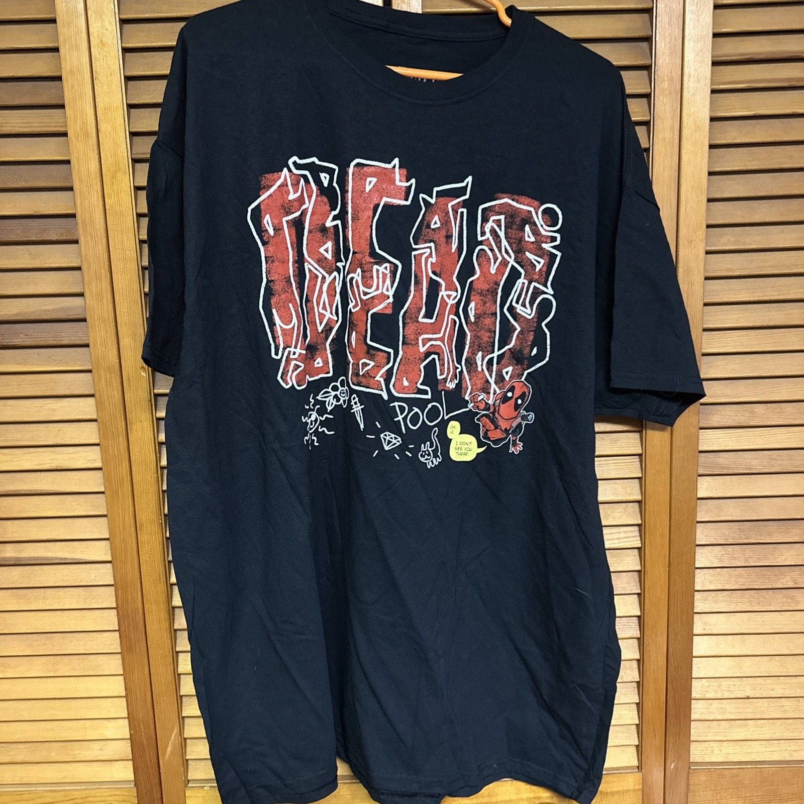 New Lootcrate Marvel Men's 3XL T Shirt Deadpool Comic Loot Wear Black Graffiti 1