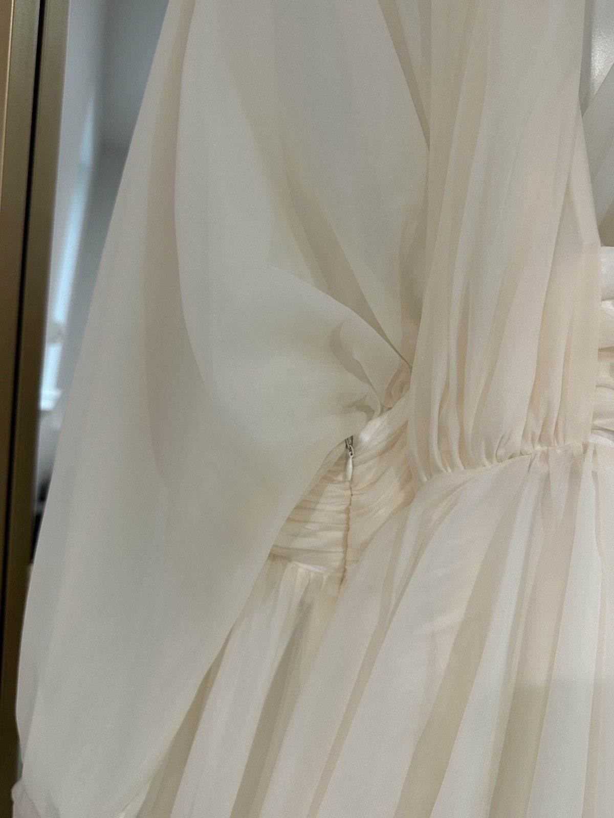 Riley Cream White Draped Tulle Maxi Dress Women's Size Small New with Tags 8