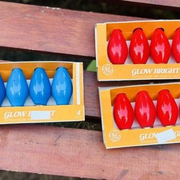 NIB NOS Vintage General Electric Glow Bright C7 Set Of 3 Boxes Christmas Lights