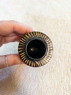 Vintage Kashmiri Paper Machê Candle Holder Hand Painted Lacquer Blue Gold Floral 5