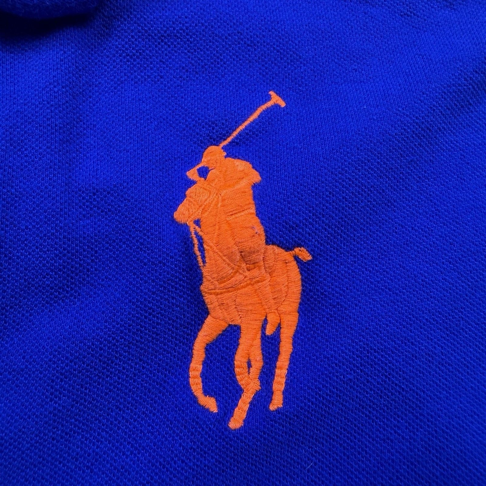 Polo Ralph Lauren Boys M 10-12 Big Pony Polo Shirt Blue Orange #3 Cotton 4