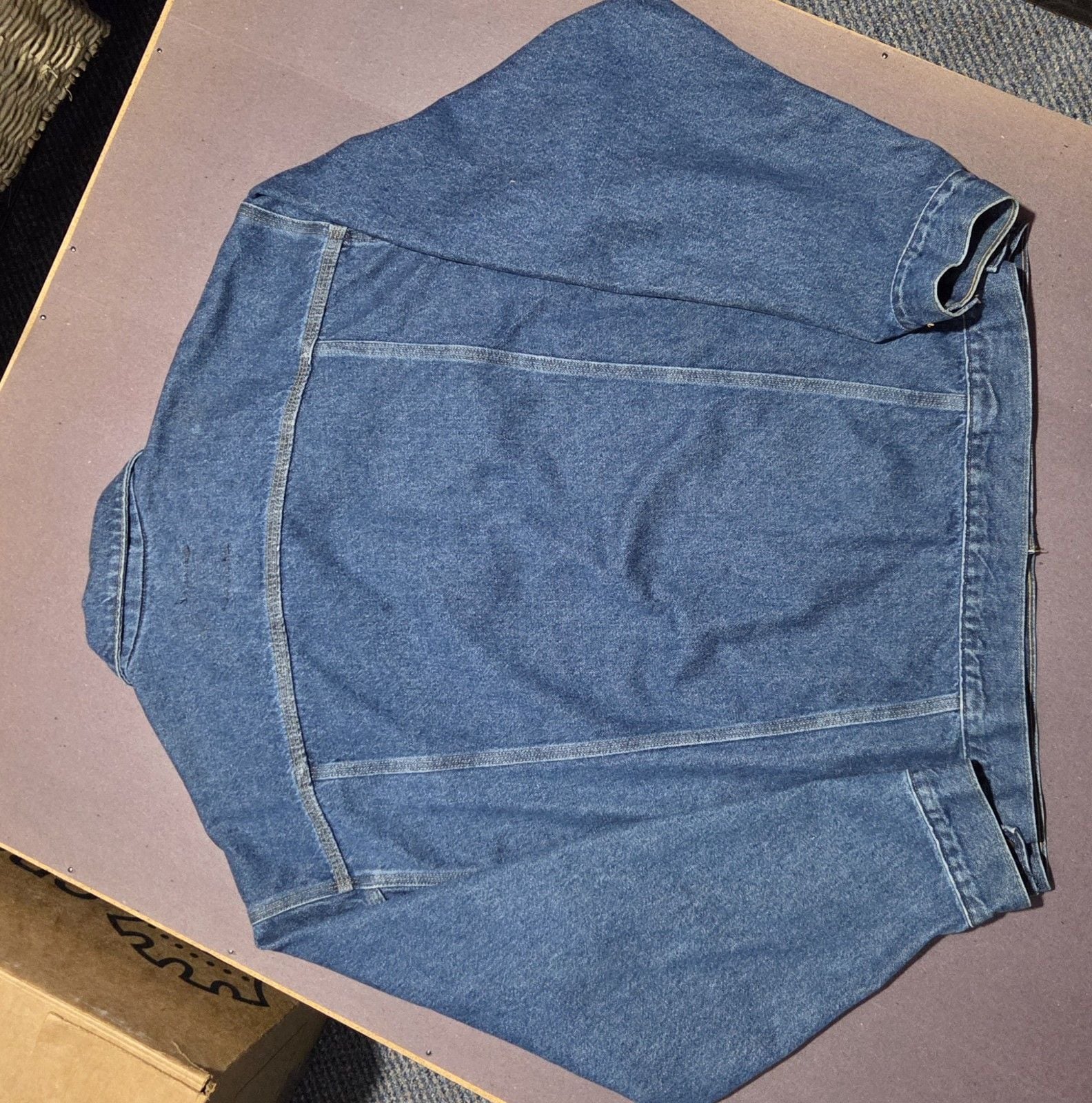 Carhartt J12 DST Blue Denim Jacket Button Front Point Collar Men's XLT Tall 7