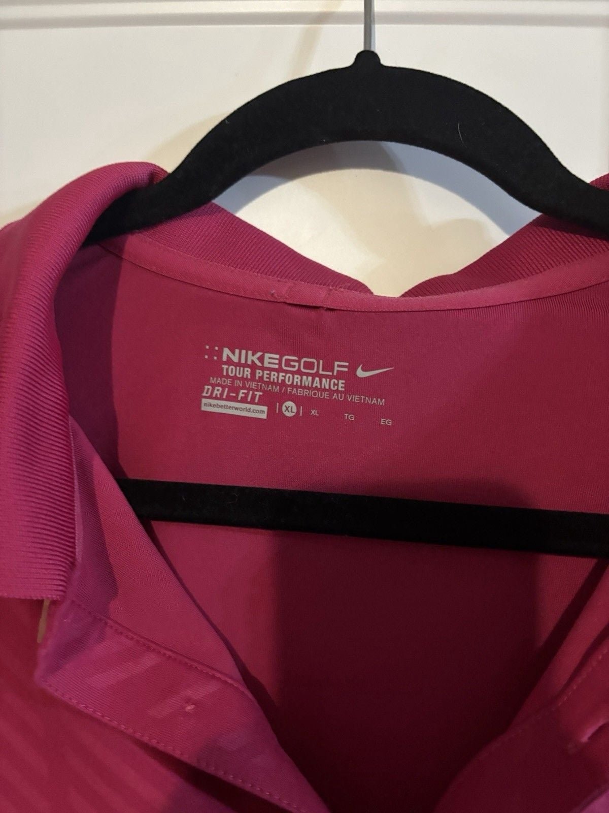 Nike Golf Tour Performance Dri Fit Polo Shirt Pink Geometric XLarge 3