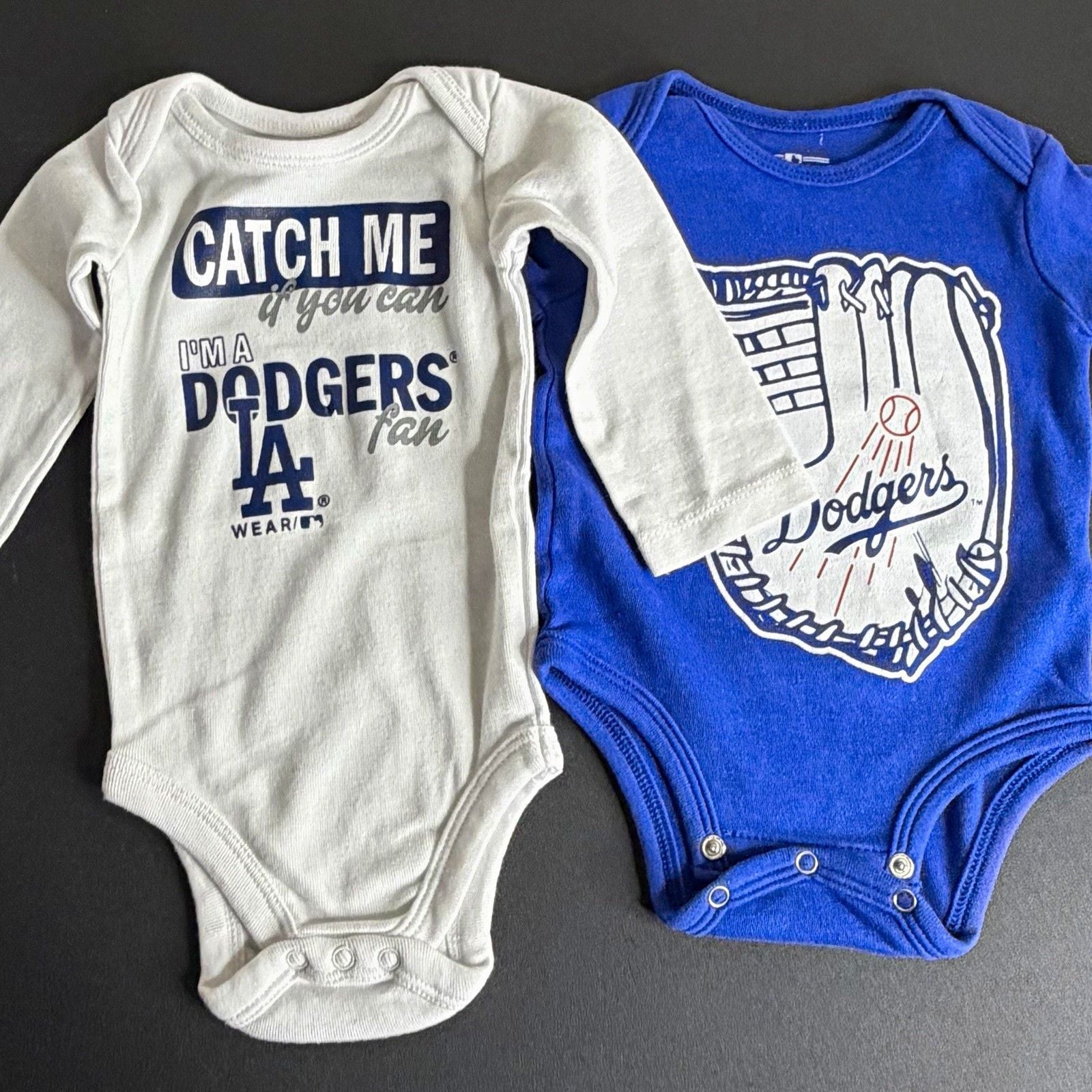WEAR Los Angeles Dodgers MLB 2-Pack Baby Long Sleeve Bodysuits 0-3M Blue White 1