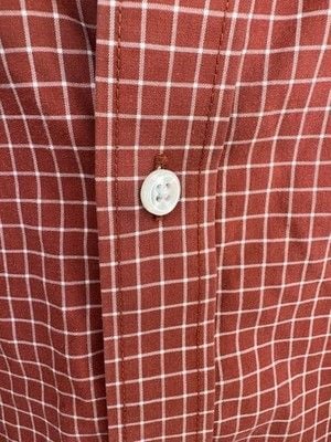LL Bean Men's Traditional Fit Button-Down Plaid Blood Orange 100% Cotton 7
