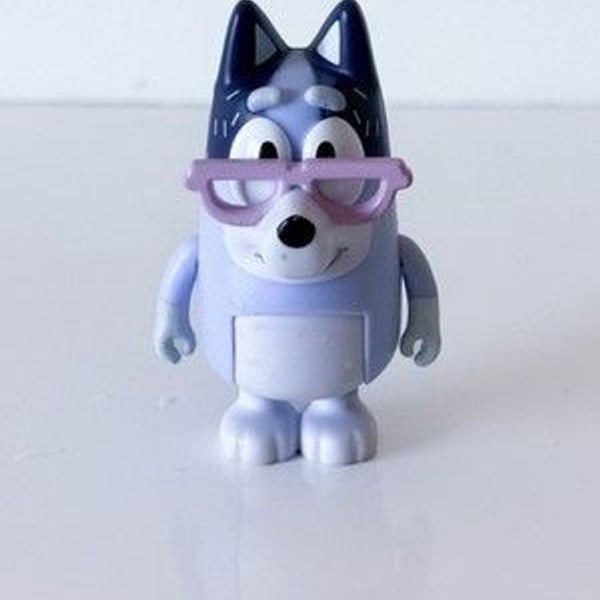 Bluey Nana Figure Grandma Chris Glasses Blue Nana Extended Family Heeler 3”