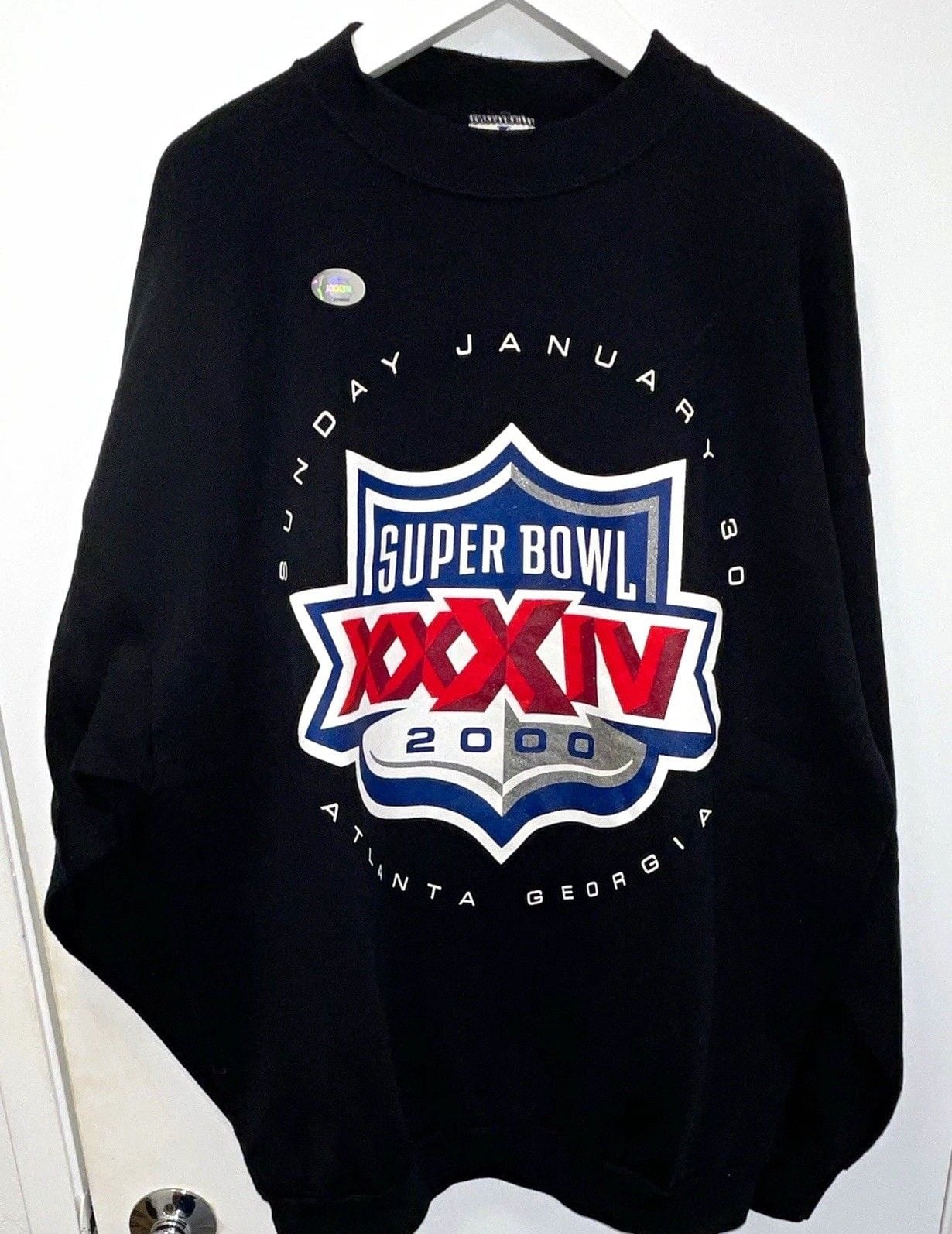 VINTAGE Logo Athletic Super Bowl XXXIV 2000 Atlanta Georgia Black Sweatshirt XL 2