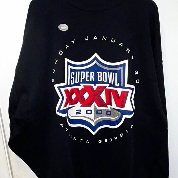 VINTAGE Logo Athletic Super Bowl XXXIV 2000 Atlanta Georgia Black Sweatshirt XL