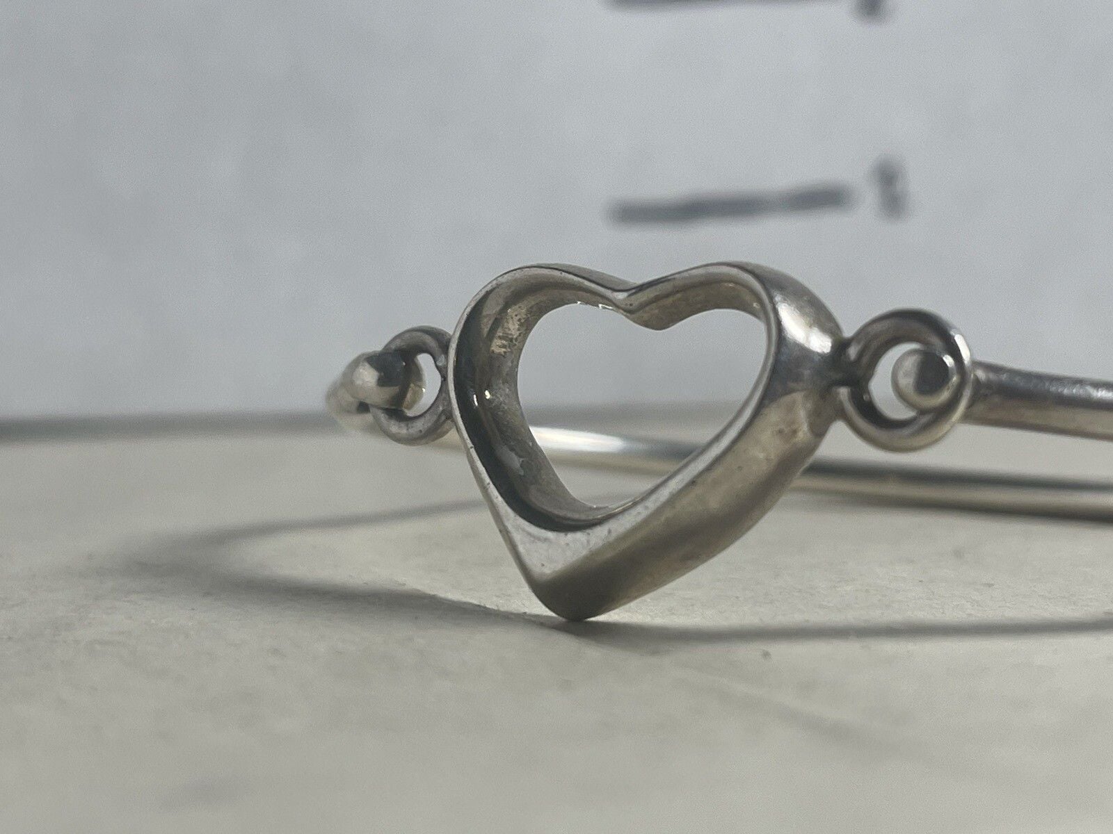 Native Southwestern Sterling Open Heart Bangle Cuff Bracelet Sterling Silver 925 6