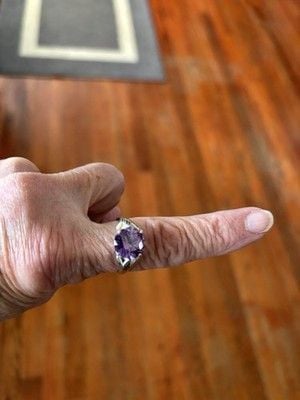 Sterling Silver 925 Natural Amethyst Ring Size 7.5 Large Purple Statement Ring 1