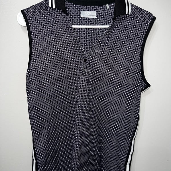 Callaway Polo Shirt Womens Large Sleeveless Golf Patterned Active